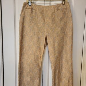 Elegant Beige Patterned Pants By Ann Taylor